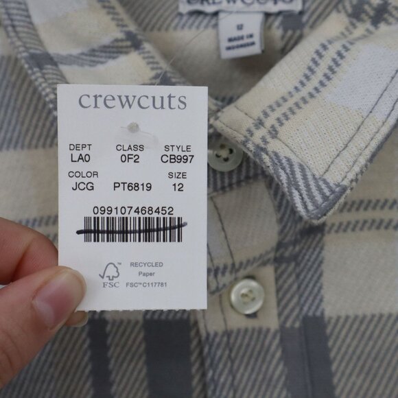 Crewcuts Seaboard Soft Knit Plaid Shirt Boys 12 Beige Outdoor Camping Rugged NWD - Picture 5 of 16